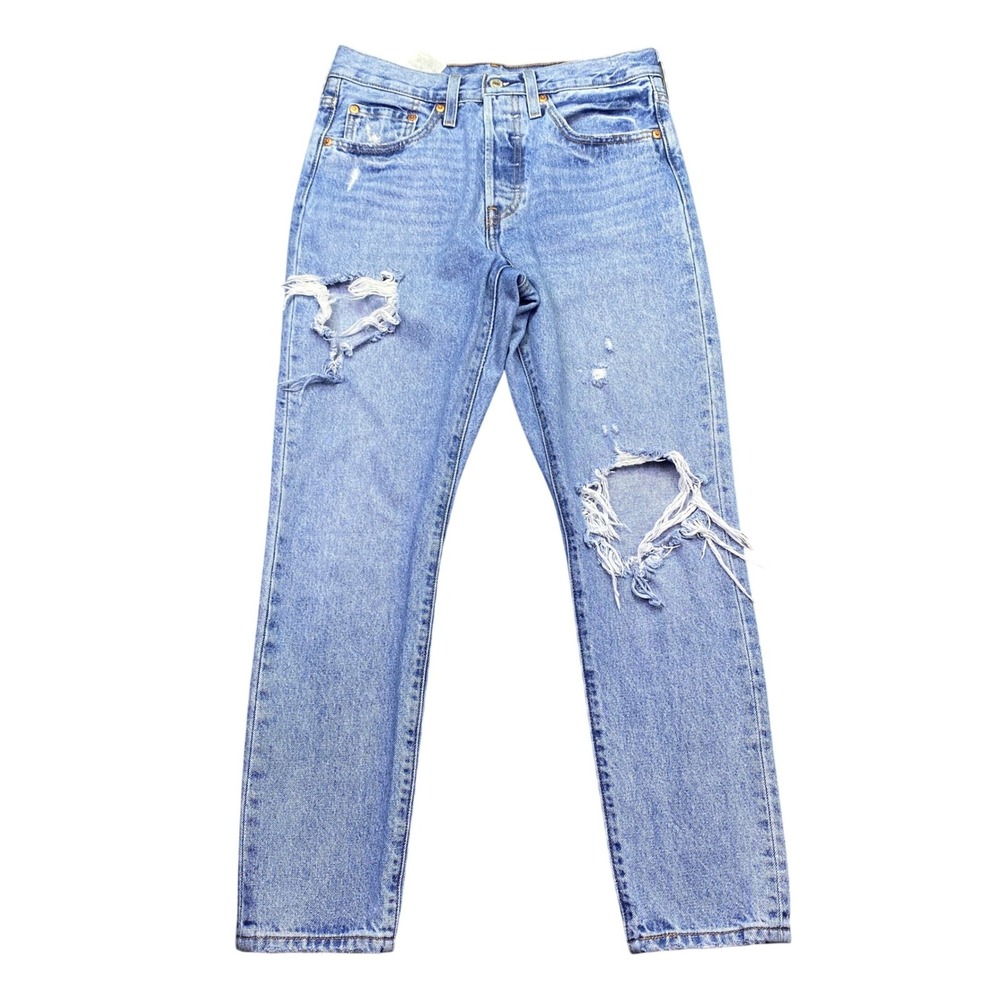 Levis Premium 501 S Skinny Distressed Jeans Light Wash Sz 27 Grunge Retro